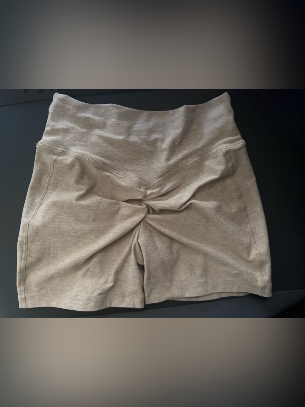 Bombshell Sportswear Beige High-Waist V-Cut Athletic Shorts - Picture 9 of 9
